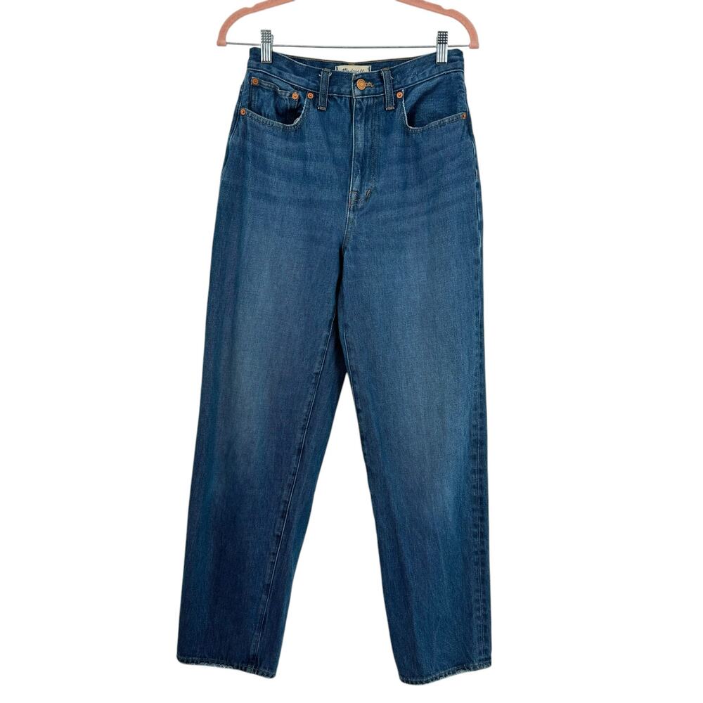Madewell The Baggy Straight Jean 27 Dark Blue High Waist Wide Leg Casual